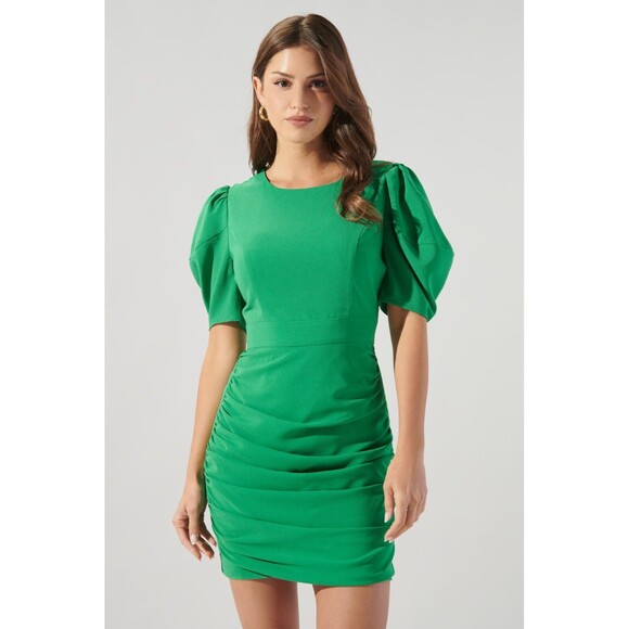 Sugarlips Camilla Ruched Mini Dress Green Size XL New With Tags‎ - Picture 1 of 15